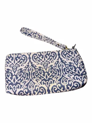 Scully Navy and White Damask Wristlet Clutch Blue thumbnail 2