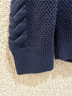 NWT Nautica sweater grandpa fisherman 100% cotton cable knit blue large preppy thumbnail 4