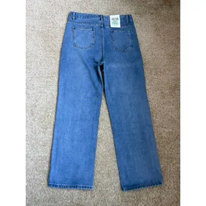 NWT‎ Women Straight Leg Jeans Blue Denim Pants Gold Pocket Detail fit Size S thumbnail 4