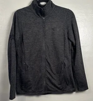 North Face Jacket Fleece Womens Medium Gray Full Zip Coat Outdoor Hike Camp thumbnail 1