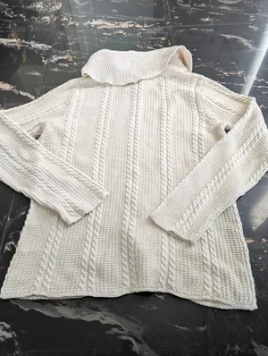 Jeanne Pierre Cowl Neck Cable Knit Sweater Size Large thumbnail 4