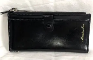 Black Faux Leather Zip Wallet thumbnail 2