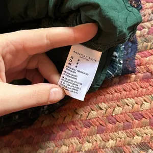 American Eagle Navy & Green Plaid Lace Cami Top thumbnail 4