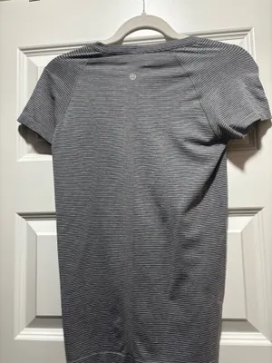 Lululemon short sleeve swiftly tech grey and black stripe thumbnail 3