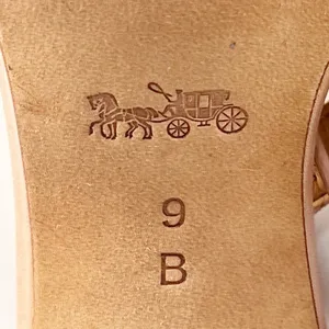 Coach Meg Leather with Snakeskin Tan Beige Leather Sandals Heels Shoes Women 9 thumbnail 8