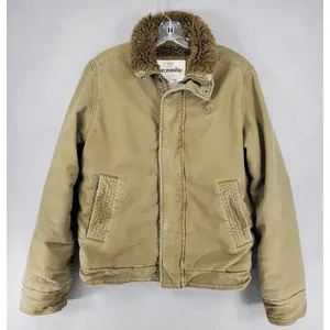 Abercrombie Adirondack Jacket Womens XL Green Sherpa Lined Canvas Coat Army‎ thumbnail 1
