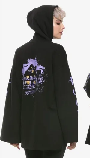 Her Universe Disney Womens Hocus Pocus Daughters of Darkness Goth Hoodie‎ Size M thumbnail 1
