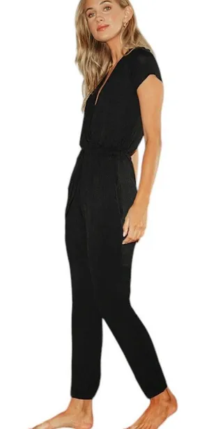 Lulus Black Surplice Jumpsuit Size Large NWT thumbnail 1