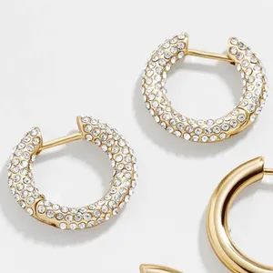 New Baublebar Carina Gold Pavé Crystal Encrusted Huggie Hoops earrings thumbnail 2