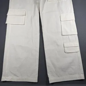 Grey Lab Cargo Pants Womens L White Wide Leg Cotton Twill Utility Pockets Casual thumbnail 2