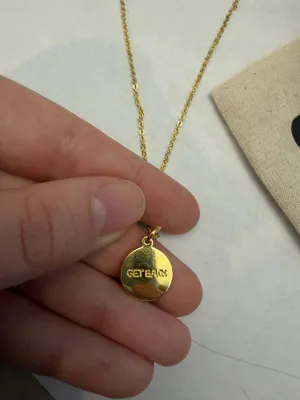 Get Back pendent gold necklace with pink thumbnail 3