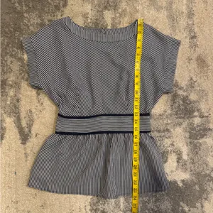 Monteau Navy Blue and White Striped Blouse thumbnail 7