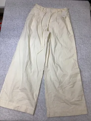 A New Day Womens Cream White Wide‎ Leg Pleated High Rise Pants Size 4 NWT 443W thumbnail 1