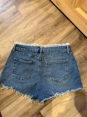 REWASH Lace Trim Denim Shorts thumbnail 5