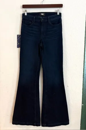 Paige Womens Jeans Denim Dark Wash Genevieve Modern High Rise Flare Size 27 thumbnail 1