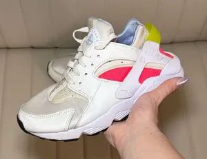 Nike Air Huarache Sneakers Size 8 White Neon Pink Volt Retro Running Shoes thumbnail 1