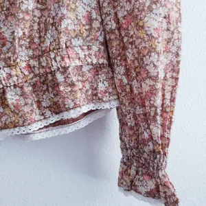 American Eagle Ditsy Floral Smocked Long Sleeve Peasant Blouse thumbnail 5
