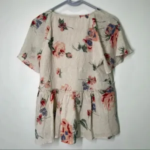 LUCKY BRAND Women's Pink Floral Flutter short sleeve Top S thumbnail 5