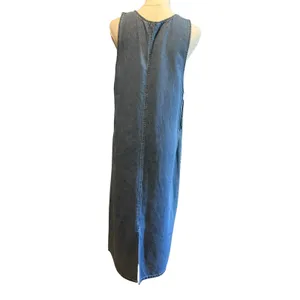 Denim Midi Dress VTG Embroidery Front Pockets Boho Western SZ M Carolina Bay thumbnail 9