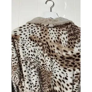Natori Womens XL Leopard Plush Robe Animal Print Long Belted Shawl Collar thumbnail 5
