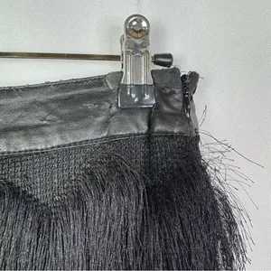JOA Black Layered Fringe‎ Leather Waistband Flapper Mini Skirt XS thumbnail 3