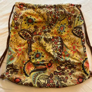 Vera Bradley Retired Provencal Drawstring Backpack Cinch Bag Yellow Paisley thumbnail 1