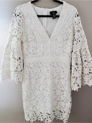 Vici Dolls White Lace Bell Sleeve Mini Dress Size Medium thumbnail 1
