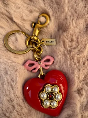 Coach Heart Bag Charm key charm red pink thumbnail 2