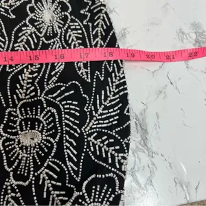 Vintage Stenay silk beaded sequin gown‎ maxi with slit black white Sz 8 thumbnail 8