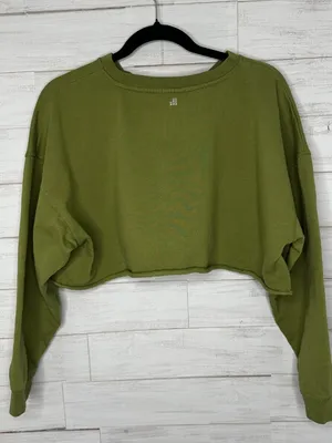 WeWoreWhat Womens Cropped Olive Green Sweatshirt Size Small thumbnail 4