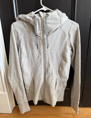 lululemon athletica Heather Light Gray Full-Zip Hooded Scuba Jacket thumbnail 1