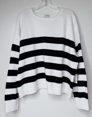 Cece‎ Sweater Women XL Striped Blue White Boxy Nautical Beach Casual Preppy New thumbnail 1
