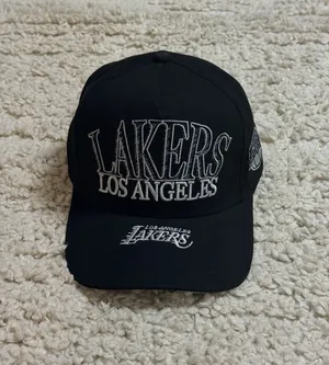 Mitchell & Ness Los Angeles Lakers Black Sketchy Pro Pinch Snapback Hat thumbnail 3