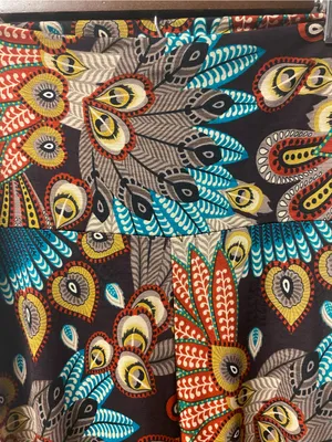 Boho Wide-Leg Palazzo Pants in Teal, Brown & Mustard thumbnail 3