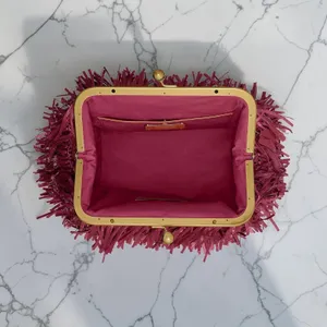 Coach Kisslock Frame Bag 27 Brass Dark Fuchsia CEN92 Leather Handbag Purse NWT thumbnail 3