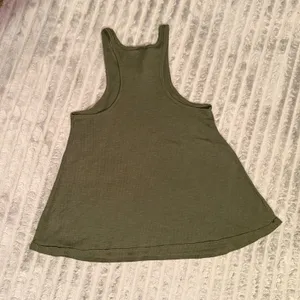 Free People Long Beach Tank Top Olive Green Ribbed Racerback Size Small thumbnail 6