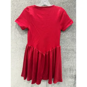 OQQ Mini Dress Womens Medium Red Ribbed Square Neck Fit & Flare Short Sleeve‎ thumbnail 4