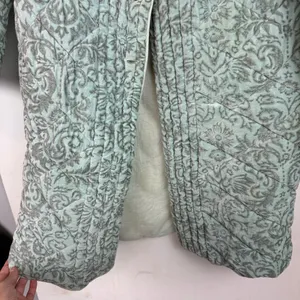 Antik Batik Cotton Velvet Quilted Paisley Print Jacket Coat Sz Small Seafoam thumbnail 6