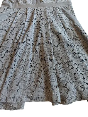 Free People x Anthropologie Grey Floral Lace Fit Flare Mini Dress Small Women's thumbnail 3