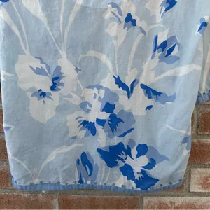 Gretchen Scott Cotton Tunic Shirt Women’s Medium Blue Beaded Floral Embellished thumbnail 10
