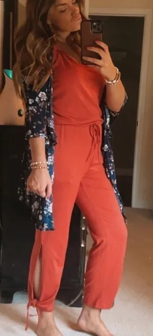 Casual jumpsuit romper spaghetti strap tie bottom thumbnail 1