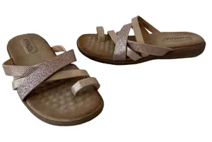 Patrizia Y2K Glitter Sandals Womens Sz 6.5 Rose Gold Boho Resort Euro Summer thumbnail 1