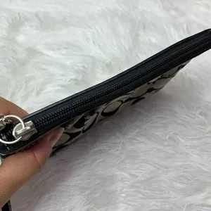 COACH Black Gray Signature Canvas Wristlet thumbnail 4