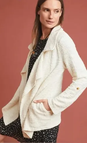 Anthropologie‎ Cream Dolan Left Coast Gwyneth Jacket Size Large Boucle Tweed thumbnail 1