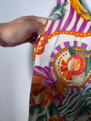 Label Of Love Womens Tropical Summer Midi Dress Purple Orange Small thumbnail 3