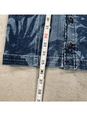 Guess Stella Shirt Dress Womens Small Blue Denim Botanical Tie Belted Waist thumbnail 5