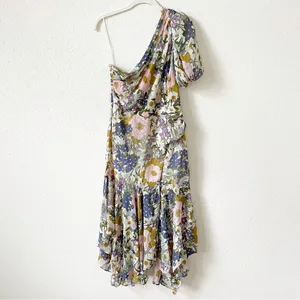 Astr Santorini One Shoulder Midi Dress Off White Retro Floral Size Small Wedding thumbnail 2