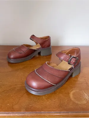 Dr Martens • vintage ankle strap mary janes 8599 brown leather chunky heel MIE thumbnail 2