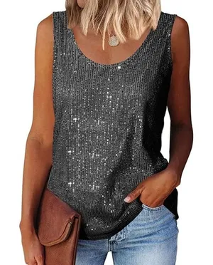 NWT ~ Women's Silver Sparkly Sexy Tank Top ~ Size SMALL thumbnail 1