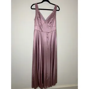 Lilac Purple Satin Maxi Formal Dress Sz 10 Prom Wedding Guest thumbnail 2